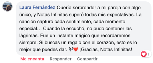 Opinión cliente Melodia.my - Testimonio Facebook